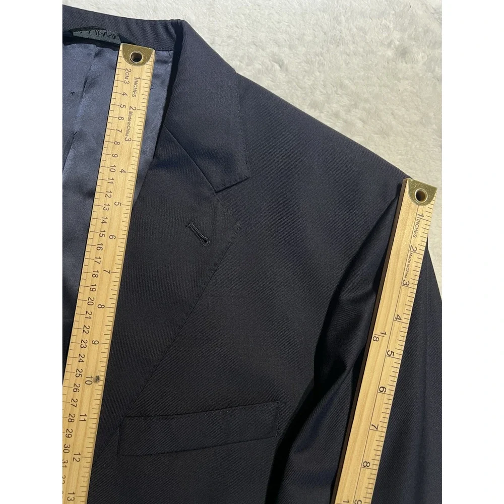 Jos A Bank Signature Gold Men's 46L Navy Blue Blazer Antique Silver Tone Buttons - Picture 14 of 16